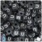 BeadTin Black Opaque 10mm Cube Plastic Alpha Beads - White Letter U (20pcs)